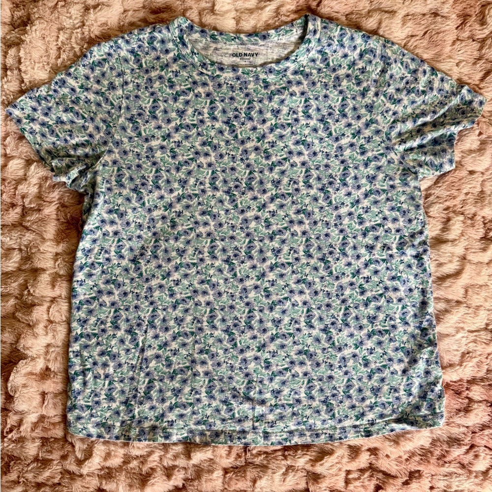 Old Navy Blue and Green Patterned Tee